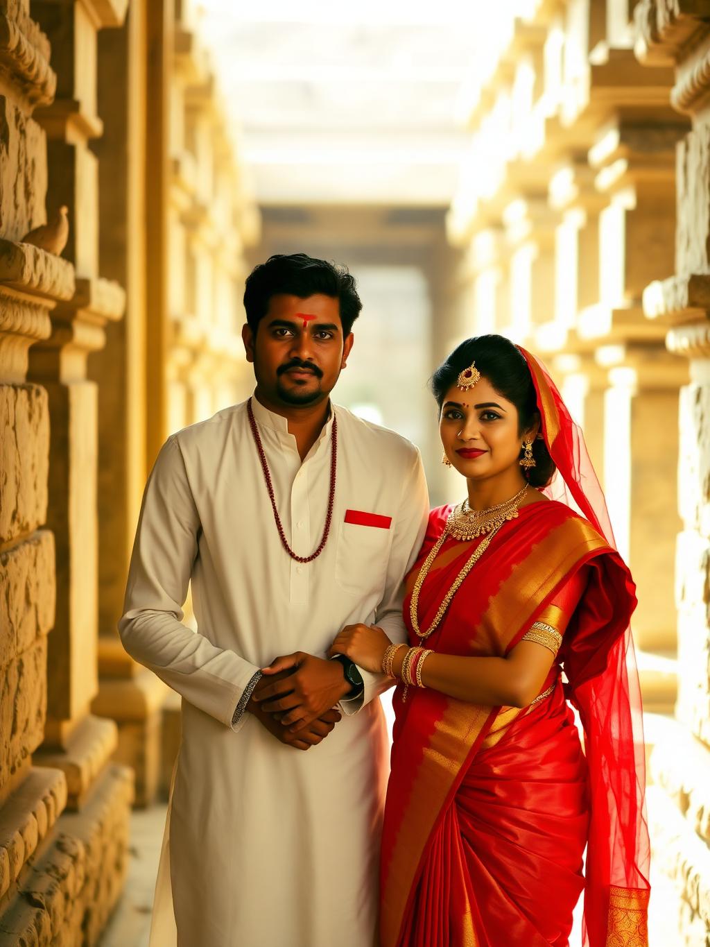 Temple couple portrait in Thanjavur