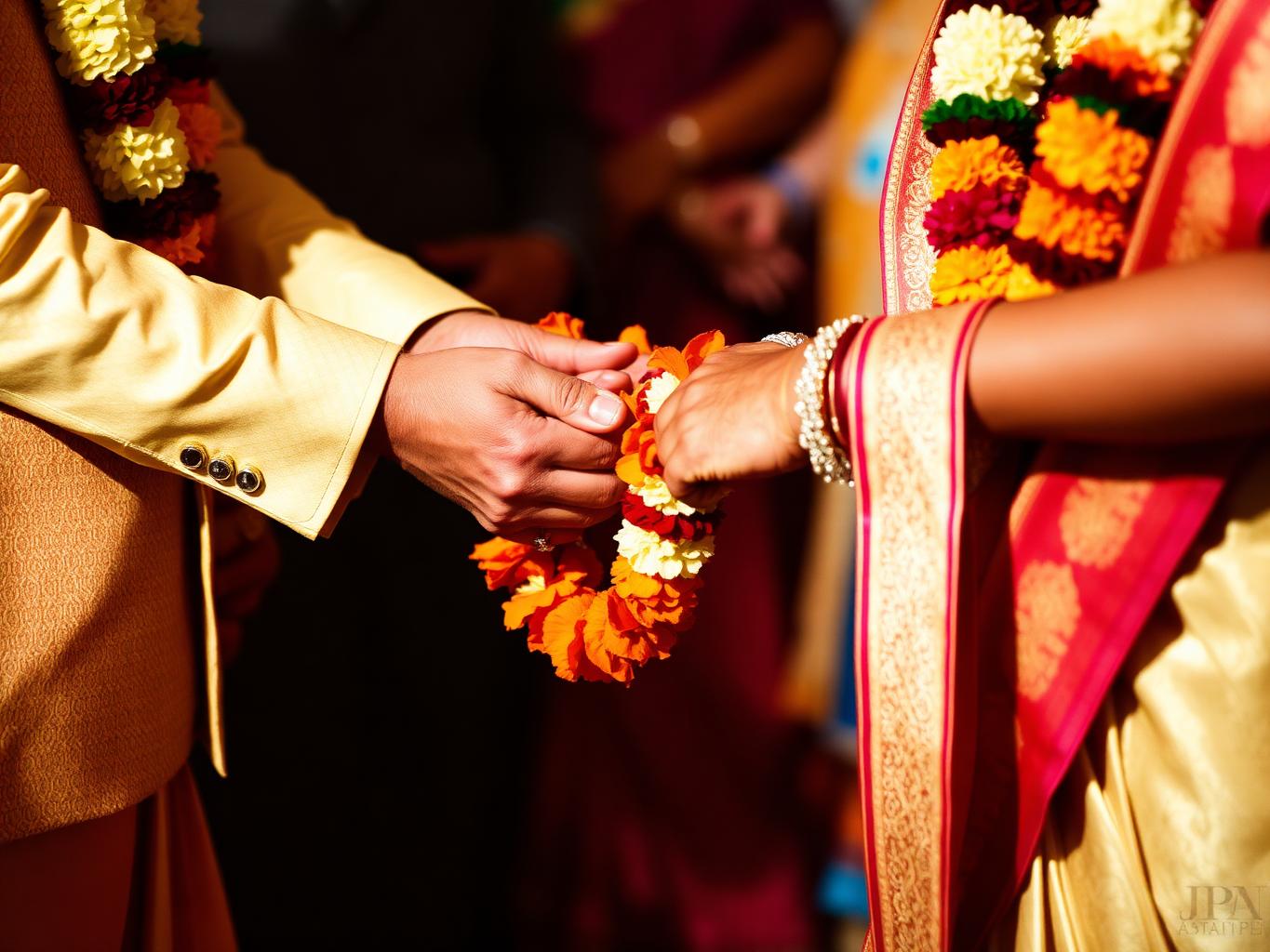 Garland exchange during a wedding ritual